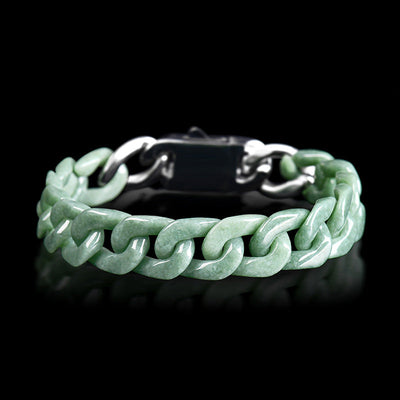 Natural Emerald Jade Stone Cuban chain bracelet