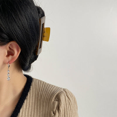 Water drop bright stone long earrings