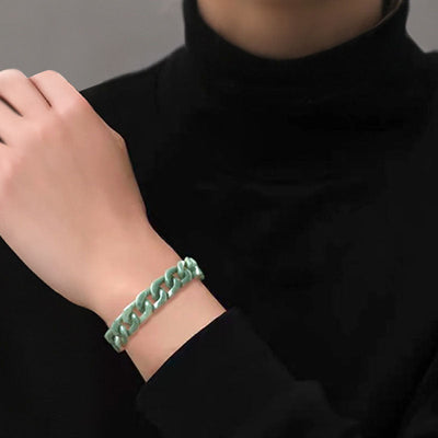 Natural Emerald Jade Stone Cuban chain bracelet