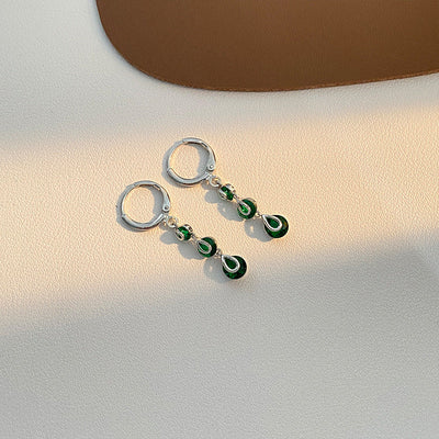 Water drop bright stone long earrings