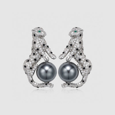 Leopard Natural Freshwater Pearl Necklace Earrings Ring