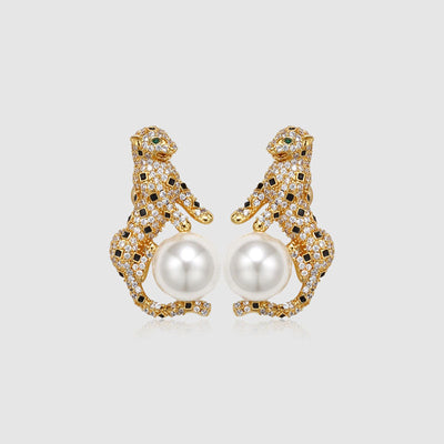 Leopard Natural Freshwater Pearl Necklace Earrings Ring