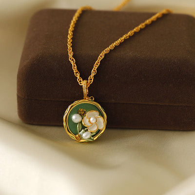 Oil Painting Flower Natural Freshwater Pearl Necklace Earrings