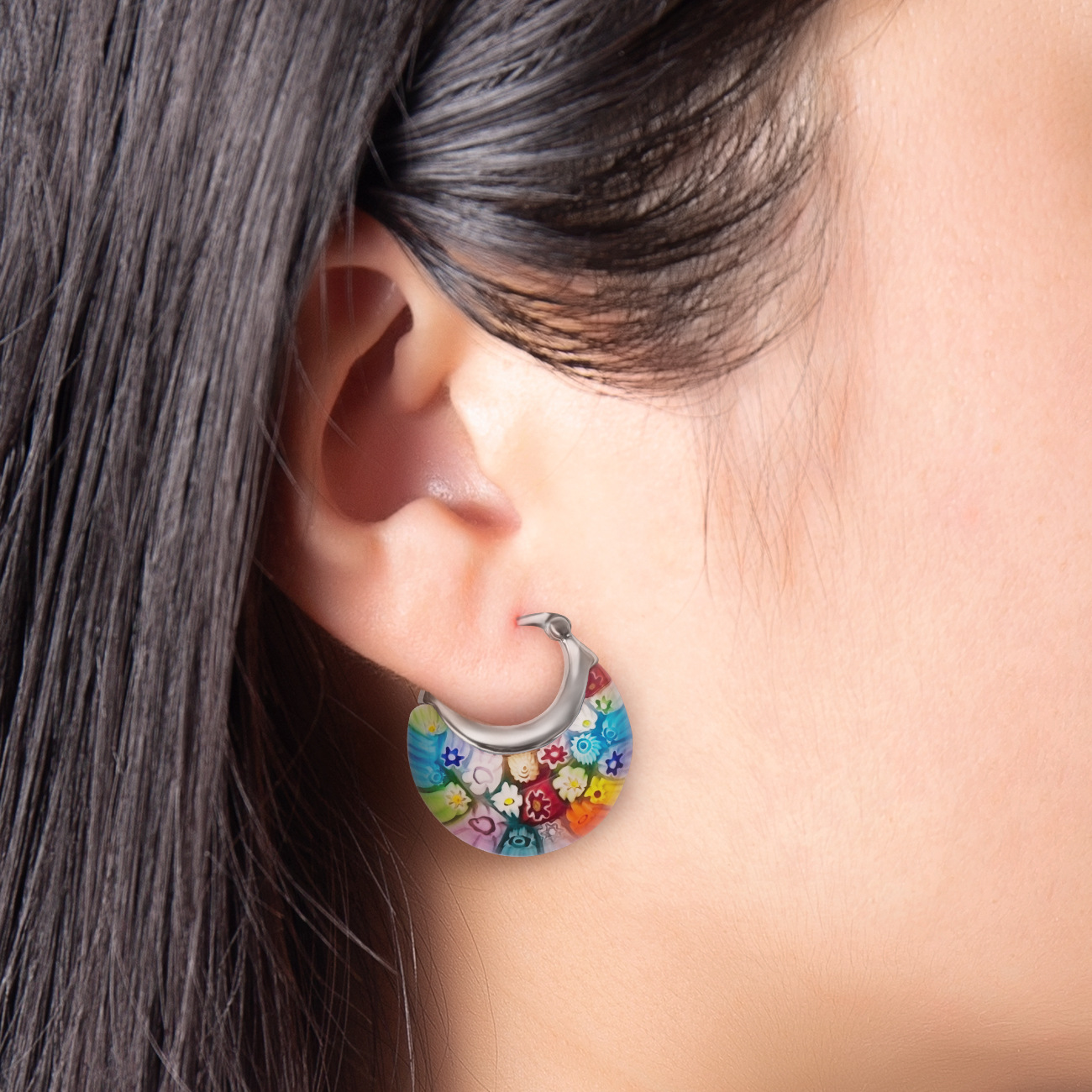 Colored handmade thousand flower earrings