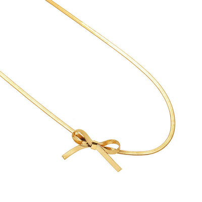 Snake bone chain bow necklace
