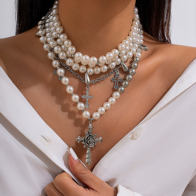 Irregular Pearl Multi-layer Round Bead Necklace