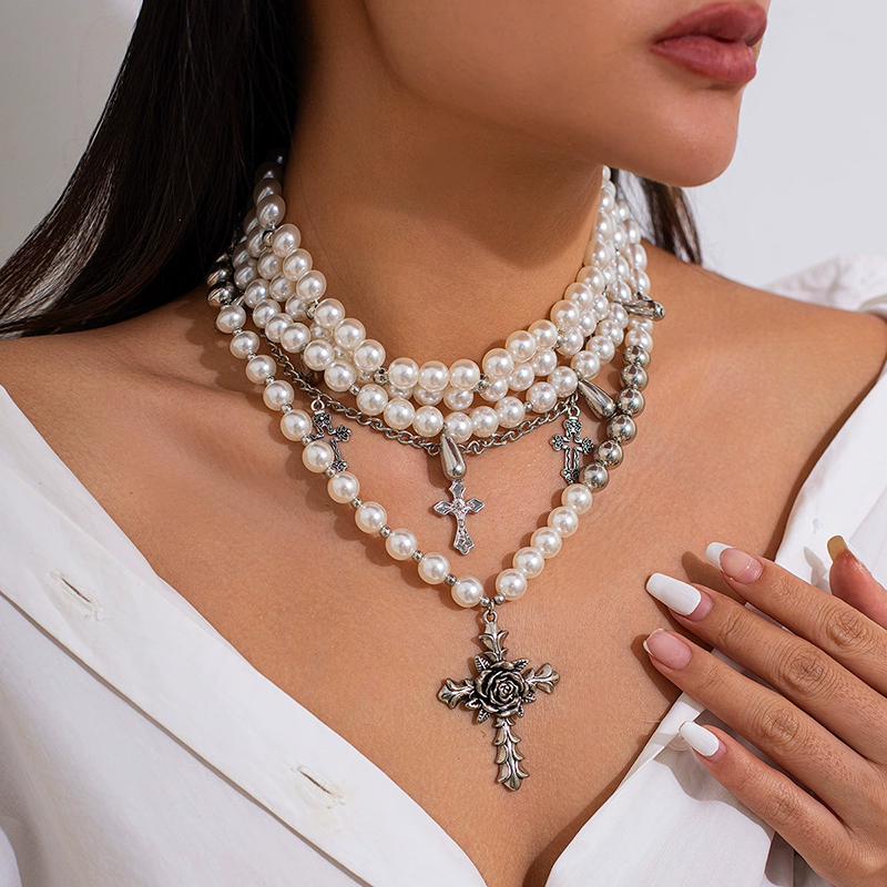 Irregular Pearl Multi-layer Round Bead Necklace