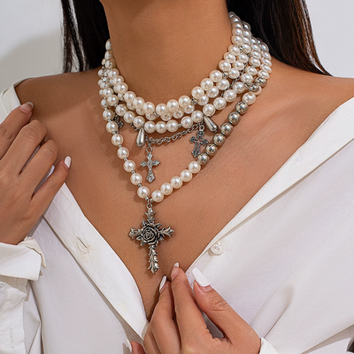 Irregular Pearl Multi-layer Round Bead Necklace