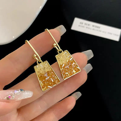 Two tone natural crystal earrings