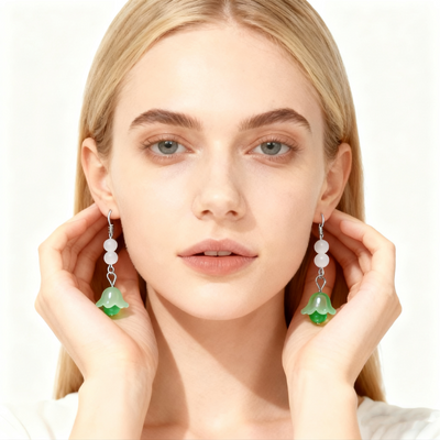 925 Silver Jade Tulip Earrings