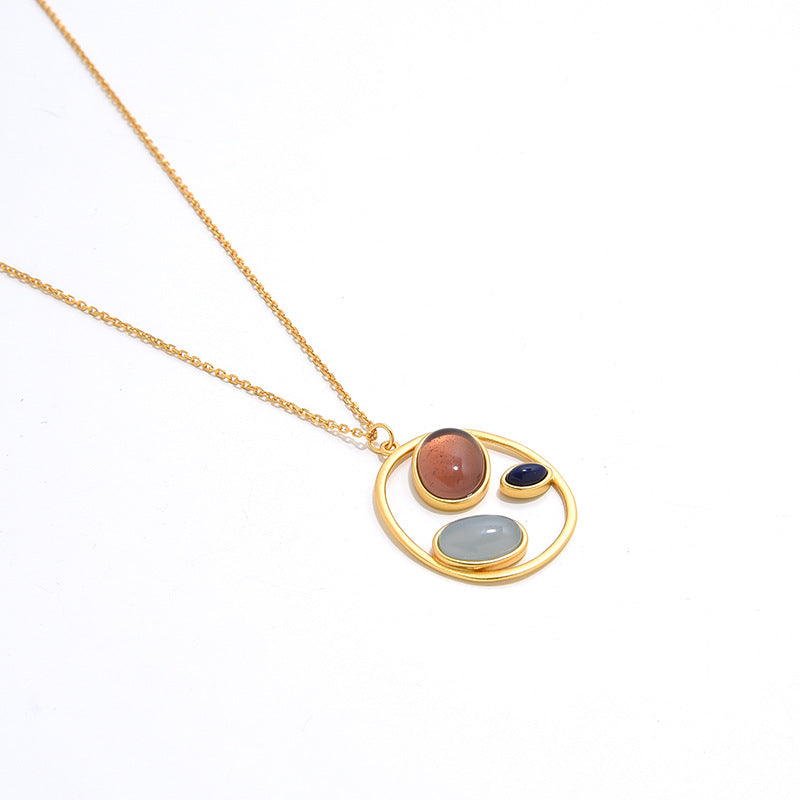 Natural Agate Frosted Necklace Earring Ring