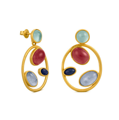 Natural Agate Frosted Necklace Earring Ring
