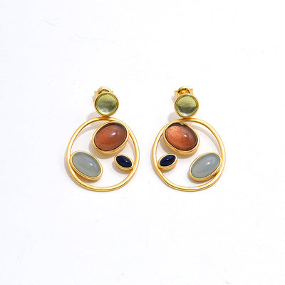 Natural Agate Frosted Necklace Earring Ring