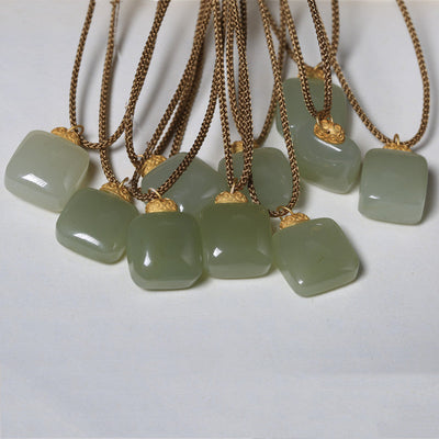 Lucky Sugar Cube • Emerald Jade Stone Necklace