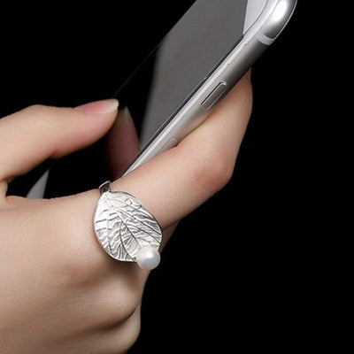 Dew leaf natural freshwater pearl ring