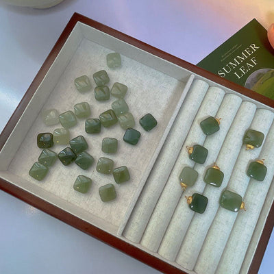 Lucky Sugar Cube • Emerald Jade Stone Necklace