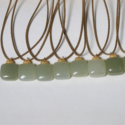 Lucky Sugar Cube • Emerald Jade Stone Necklace