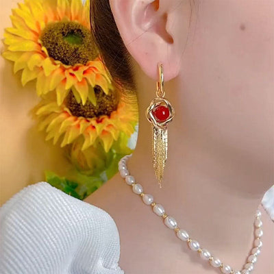 Spiral Beads Tassel Earrings