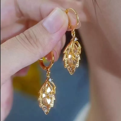 Leaf Natural Amethyst Earrings