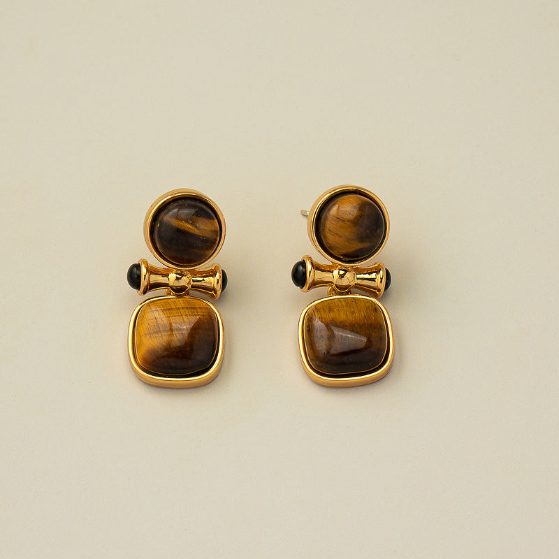 Natural tiger eye stone earrings