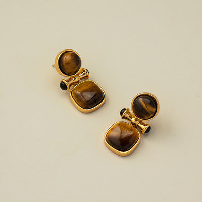 Natural tiger eye stone earrings