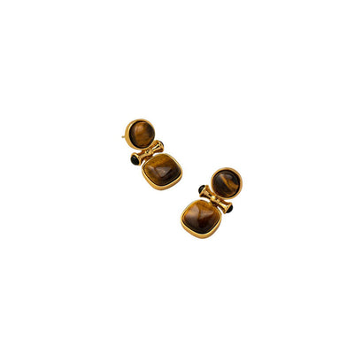 Natural tiger eye stone earrings
