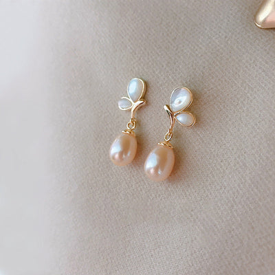 Butterfly natural pearl earrings