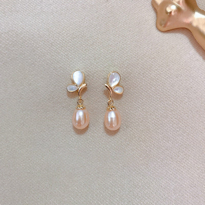 Butterfly natural pearl earrings