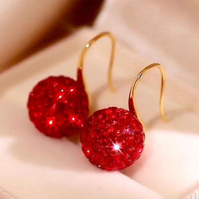 Red festive diamond earrings