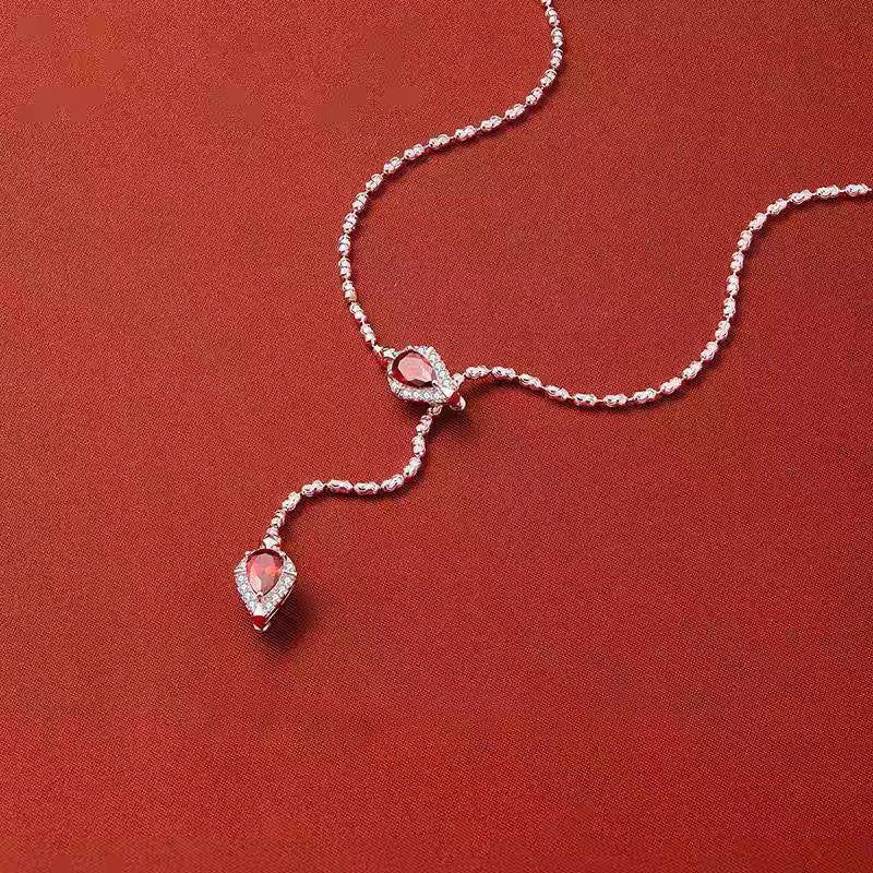 Lucky snake natural crystal necklace