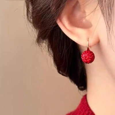 Red festive diamond earrings