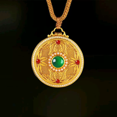 Golden Filigree Pendant Necklace