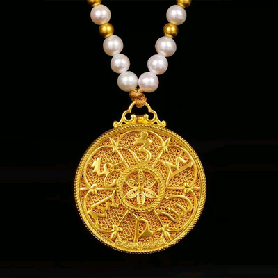 Golden Filigree Pendant Necklace