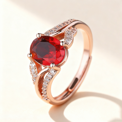 Red Ruby & Pavé Ring