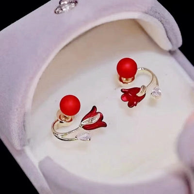 Tulip micropaved zircon stud earrings
