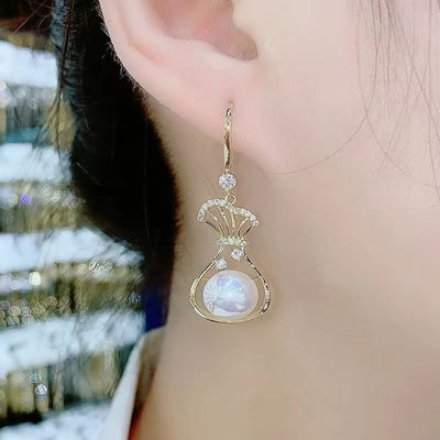 Money bag micropaved zircon stud earrings
