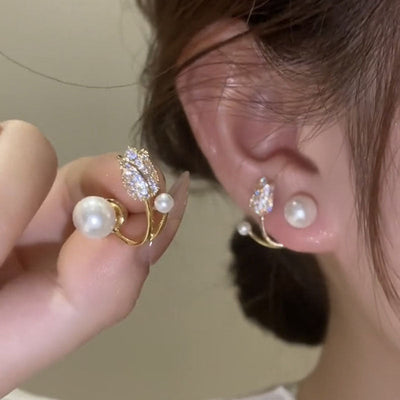 Tulip micropaved zircon stud earrings