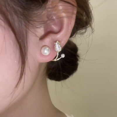 Tulip micropaved zircon stud earrings