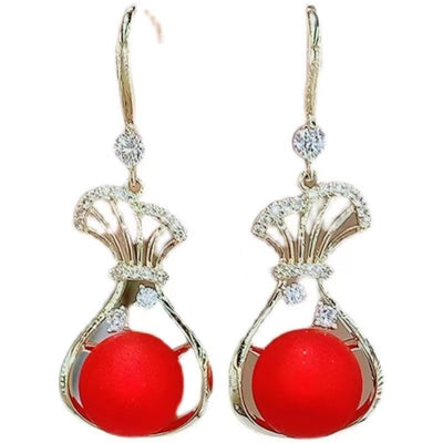 Money bag micropaved zircon stud earrings