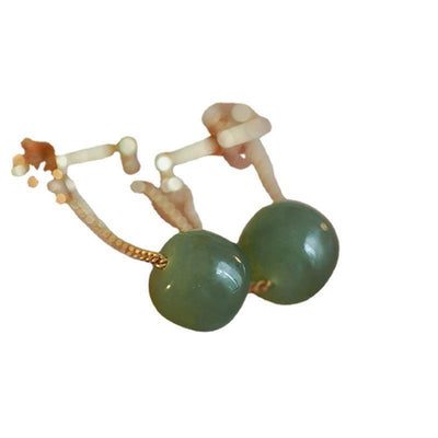 Tassel Ball Beads Natural Emerald Jade Stone Earrings