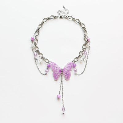 Purple butterfly necklace