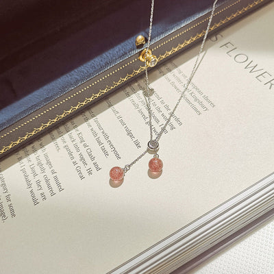 Natural strawberry crystal necklace