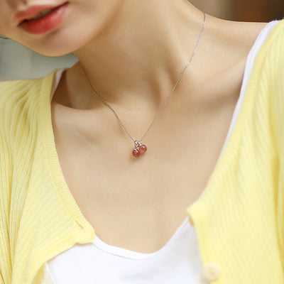Natural strawberry crystal necklace