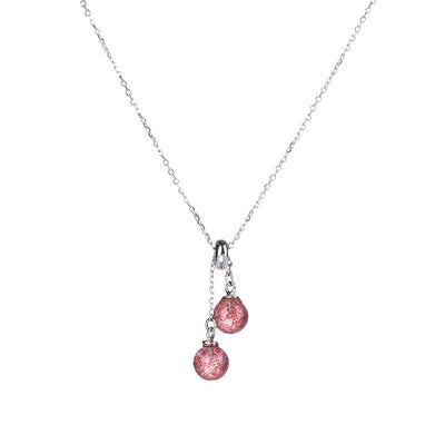 Natural strawberry crystal necklace