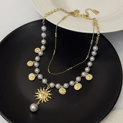 Vintage sun natural freshwater pearl necklace