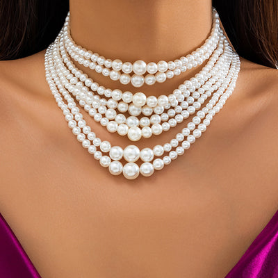 Baroque natural freshwater pearl beaded necklace