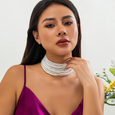 Baroque natural freshwater pearl beaded necklace