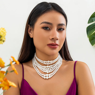 Baroque natural freshwater pearl beaded necklace