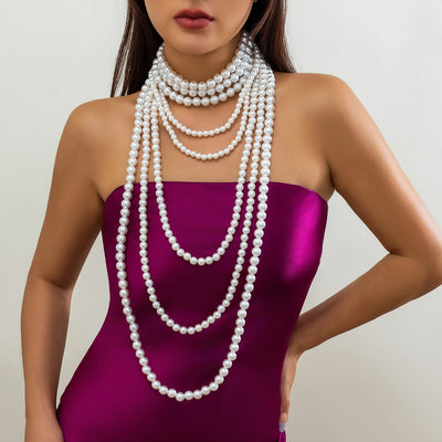 Baroque natural freshwater pearl beaded necklace