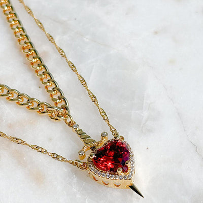 Heart and Sword Necklace Set